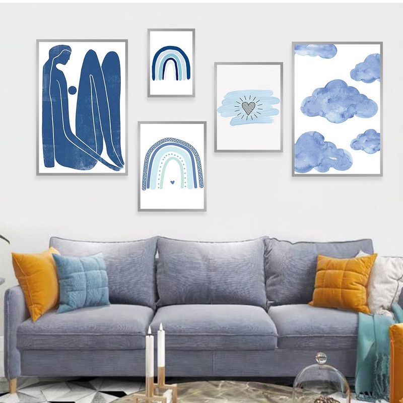 تابلو بکلیت مدل طرح مینیمال و تم ابی SI-1091 مجموعه 5 عددی