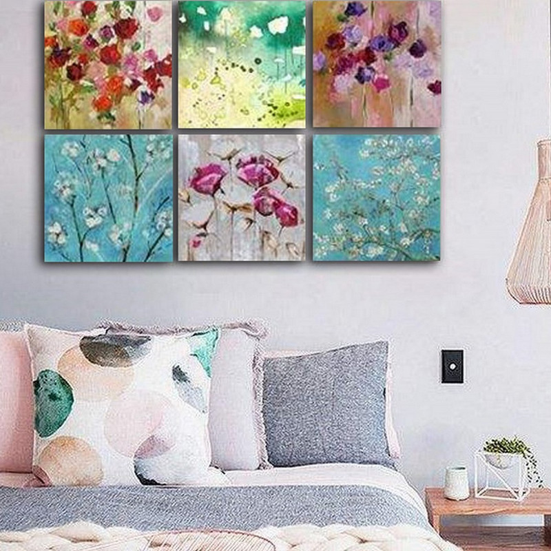 تابلو شاسی بکلیت طرح نقاشی گل و طبیعت مدل SH-269 مجموعه 6 عددی