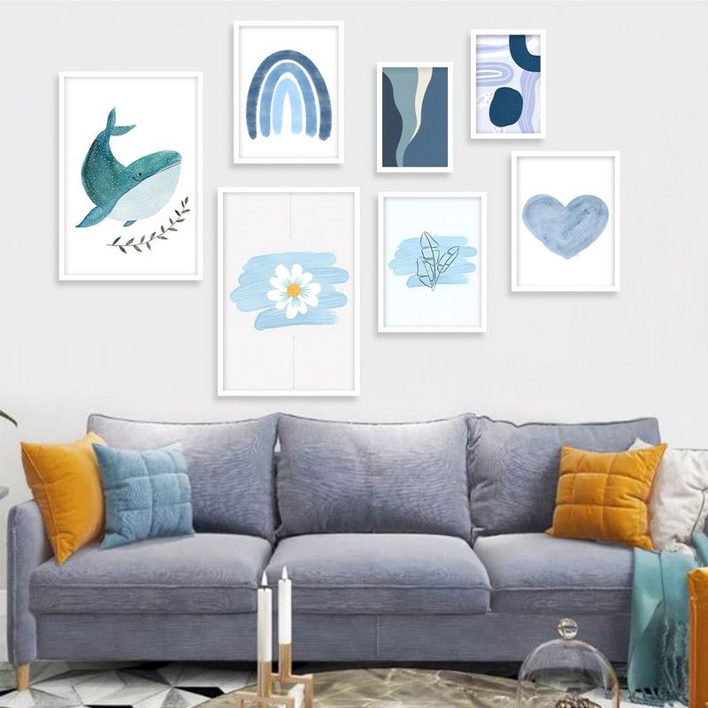 تابلو بکلیت مدل طرح مینیمال قلب و نهنگ W-1092 مجموعه 7 عددی