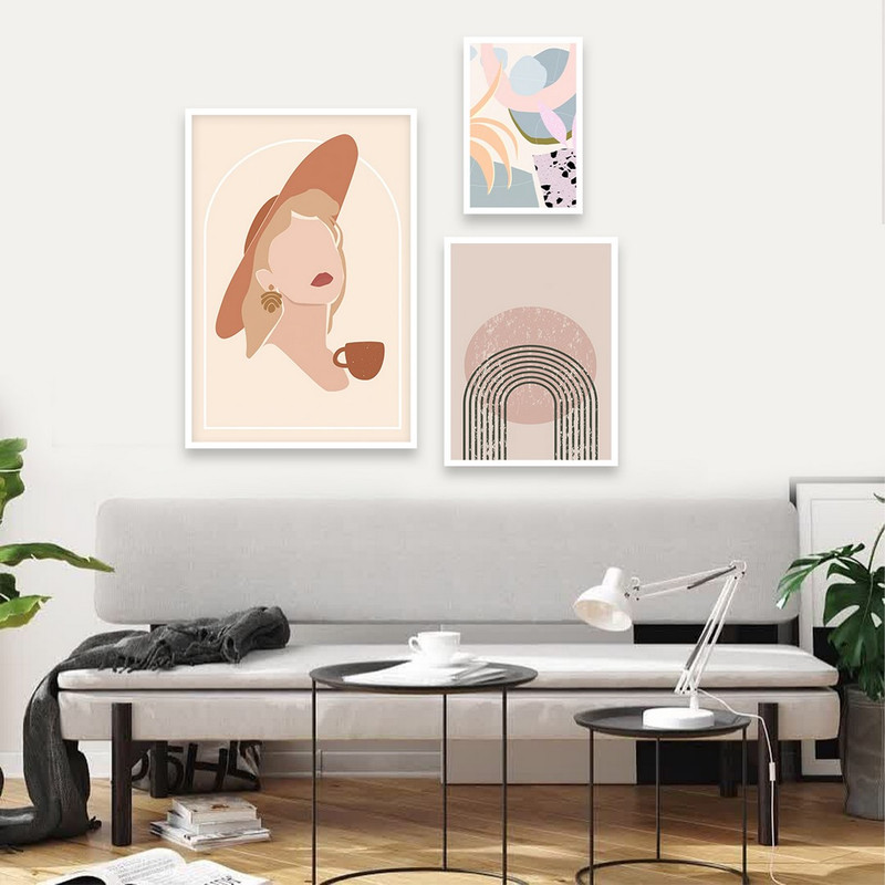 تابلو بکلیت مدل طرح نقاشی مینیمال W-939  مجموعه 3 عددی