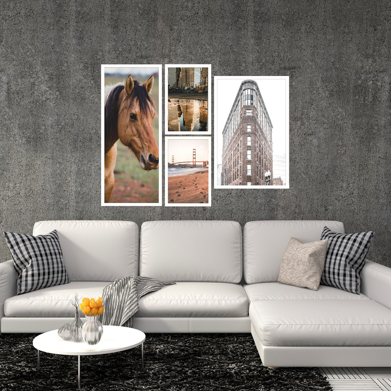 تابلو بکلیت طرح منظره و اسب مدل W-451 مجموعه 4 عددی
