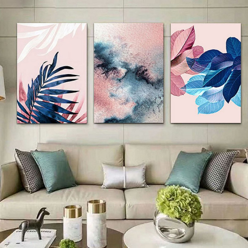 تابلو شاسی بکلیت طرح نقاشی برگ و گل مدل SH-303 مجموعه 3 عددی