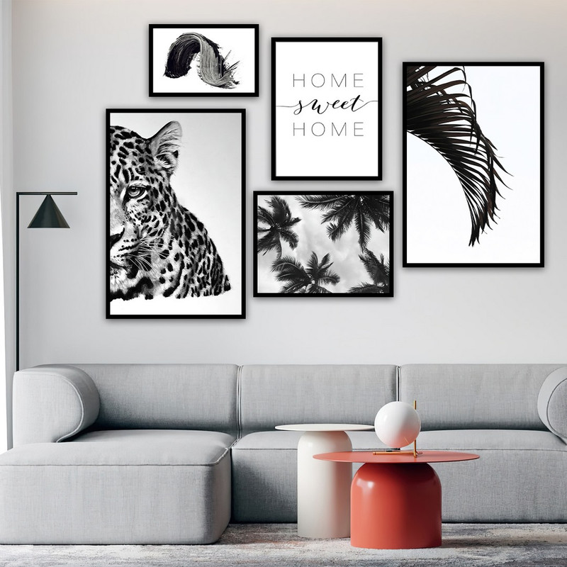 تابلو بکلیت طرح ترکیبی دکوراتیو طبیعت و یوزپلنگ مدل B-745 مجموعه 5 عددی