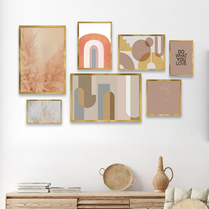 تابلو بکلیت طرح نقاشی مینیمال و جمله انگیزشی مدل BE-825 مجموعه 7 عددی