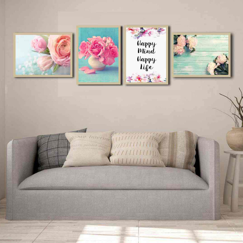 تابلو بکلیت طرح گل مدل دکوراتیو 236 مجموعه 4 عددی