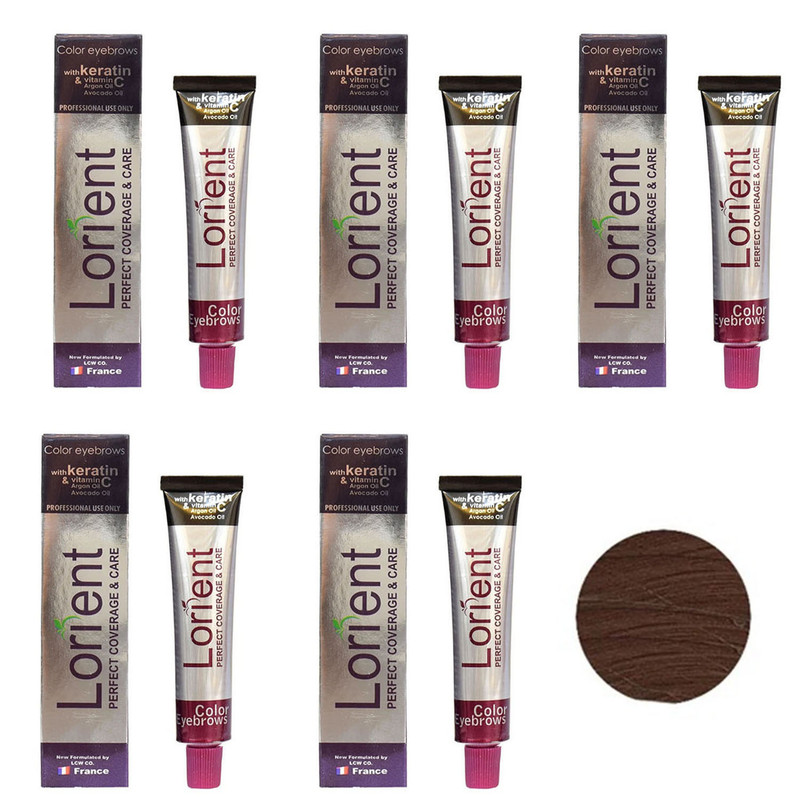 رنگ ابرو لورینت شماره 8 حجم 15 میلی لیتر رنگ قهوه ای شارکول بسته 5 عددی