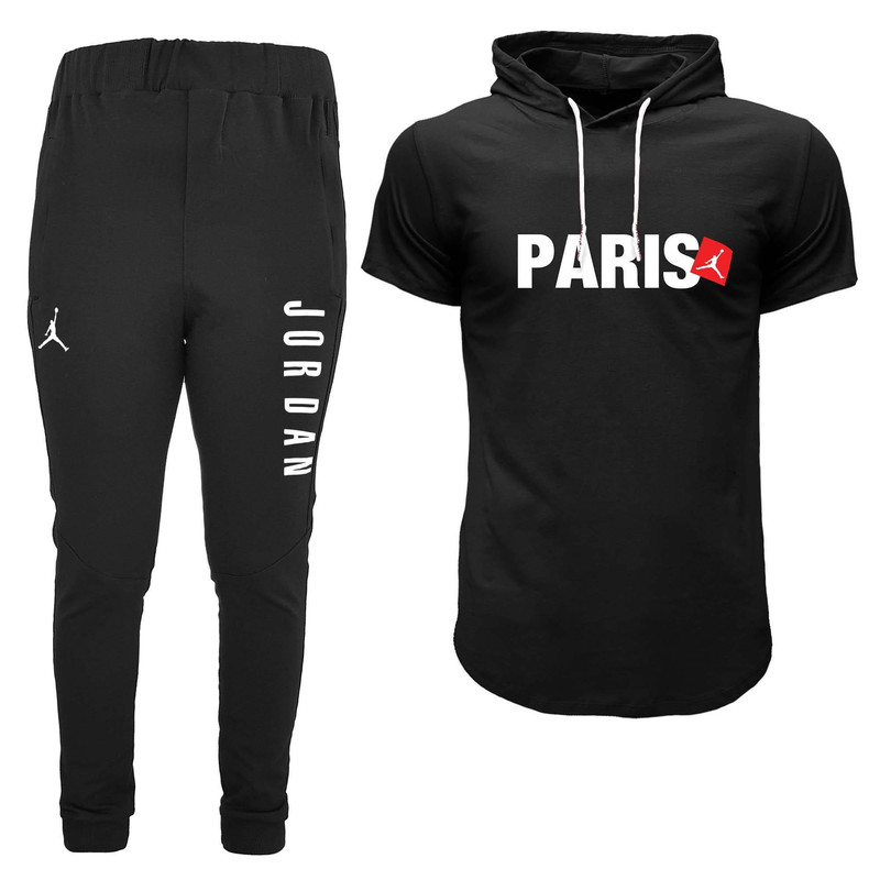 ست تی شرت کلاه دار و شلوار مردانه مدل 00412313