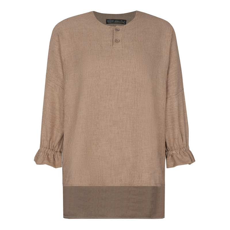 بلوز آستین سه ربع یقه دکمه دار زنانه مدل سوفیا کوک دوزی شده کد 8665