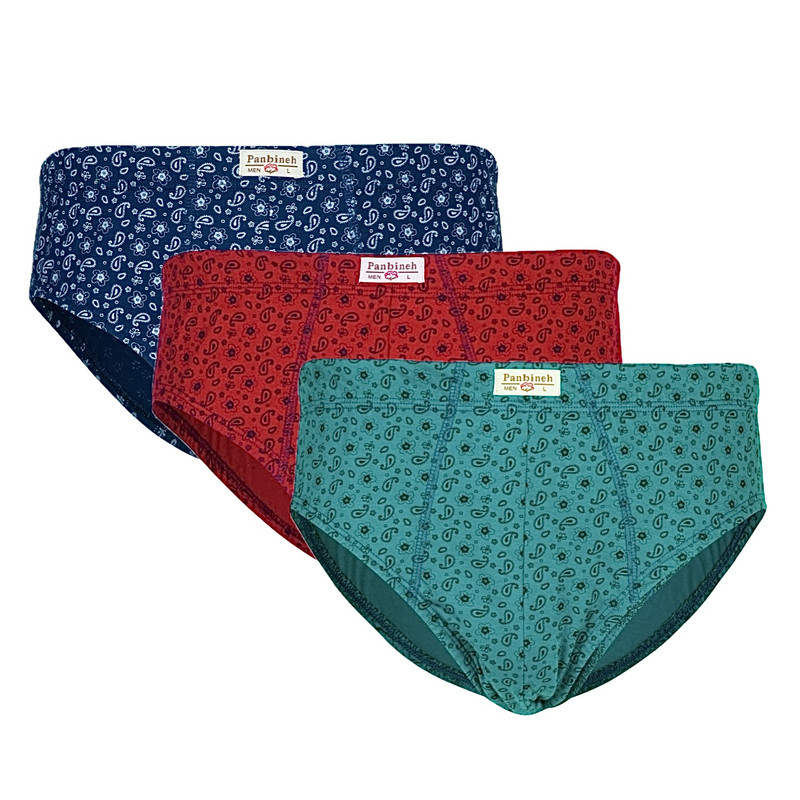 شورت مردانه پنبینه مدل نخ پنبه خالص طرح ترمه مجموعه 3 عددی