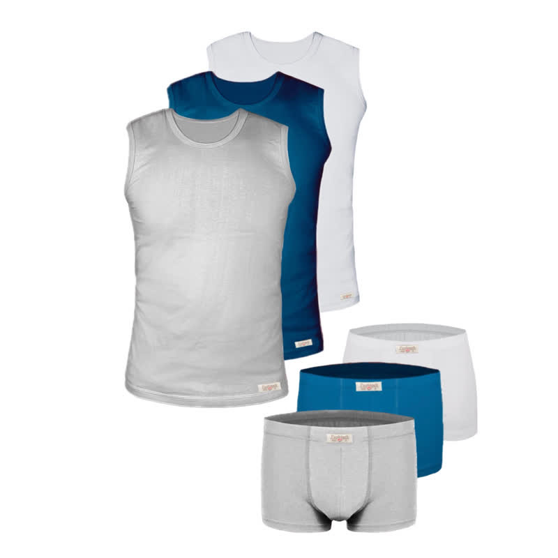 ست شورت و زیرپوش مردانه پنبینه مدل نخ پنبه خالص صادراتی مجموعه 3 عددی