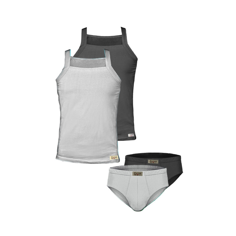 ست شورت و زیرپوش خشتی مردانه تولیدی پاران مدل نخ پنبه خالص صادراتی مجموعه 2 عددی