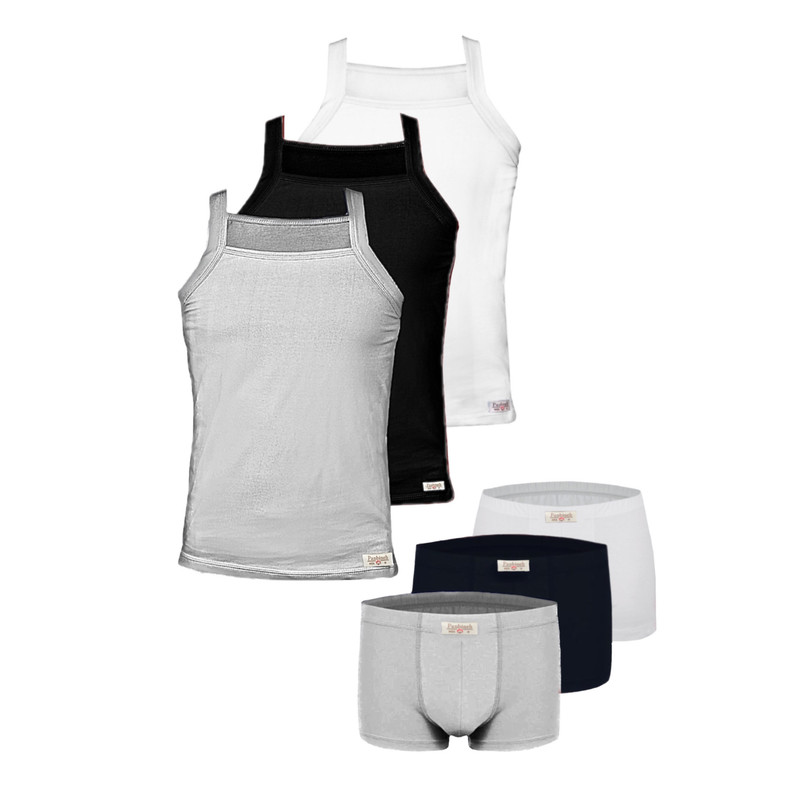 ست شورت و زیرپوش خشتی مردانه پنبینه مدل نخ پنبه خالص صادراتی مجموعه 3 عددی