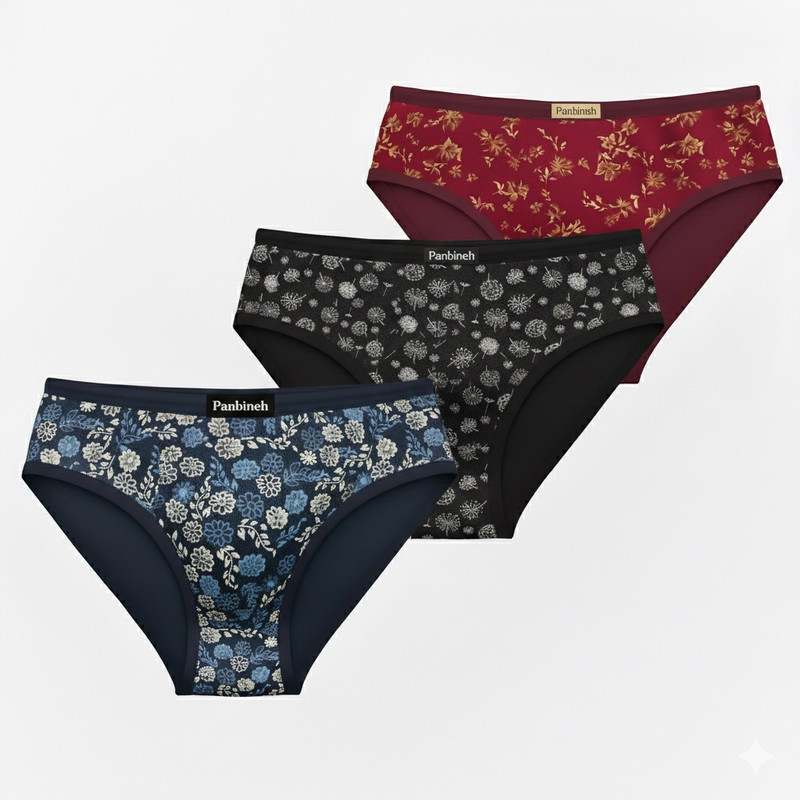 شورت زنانه پنبینه مدل نخ پنبه خالص بسته 3 عددی