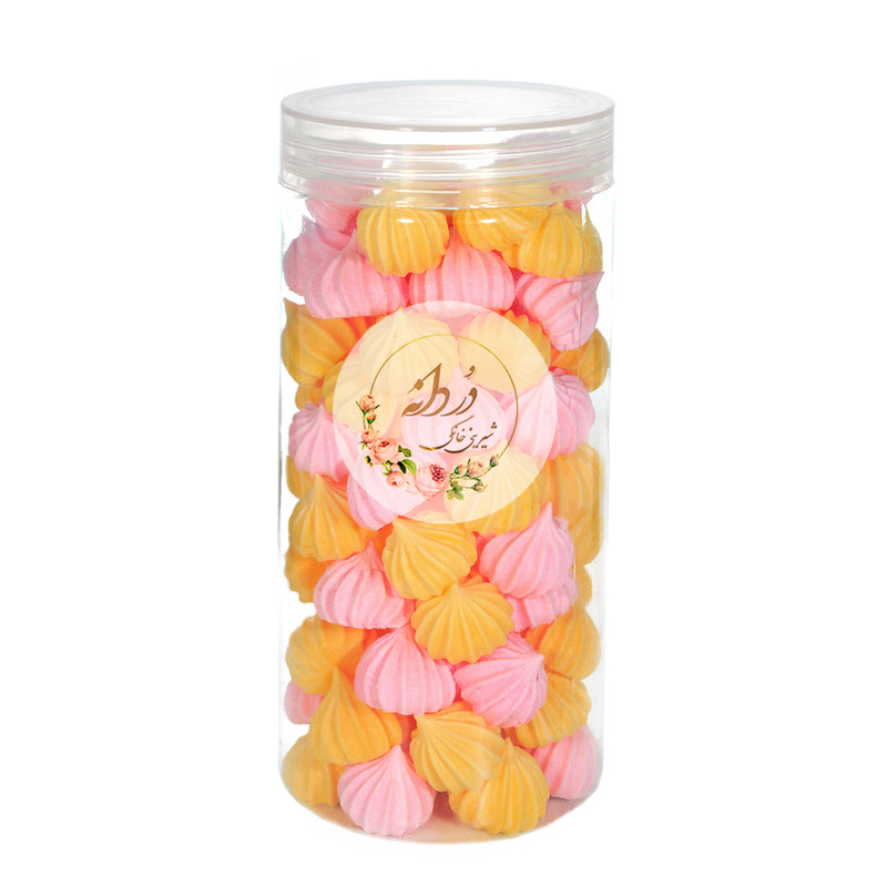 شیرینی مرنگ توت فرنگی و پرتقالی در دانه - 95 گرم