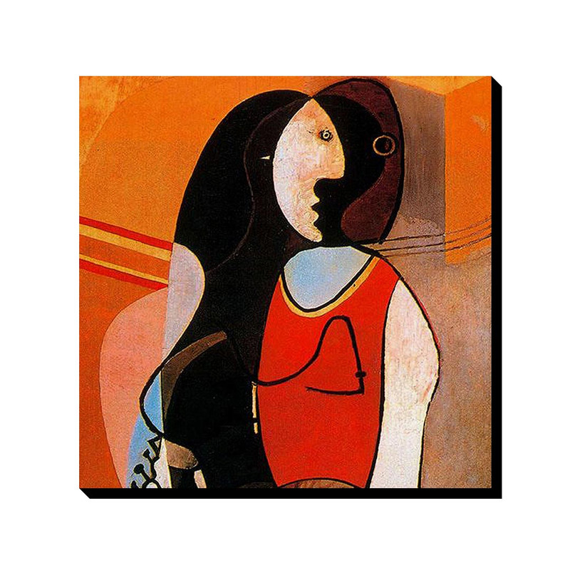 تابلو ترمه طراحان ایده طرح زن نشسته از پیکاسو کد art0312