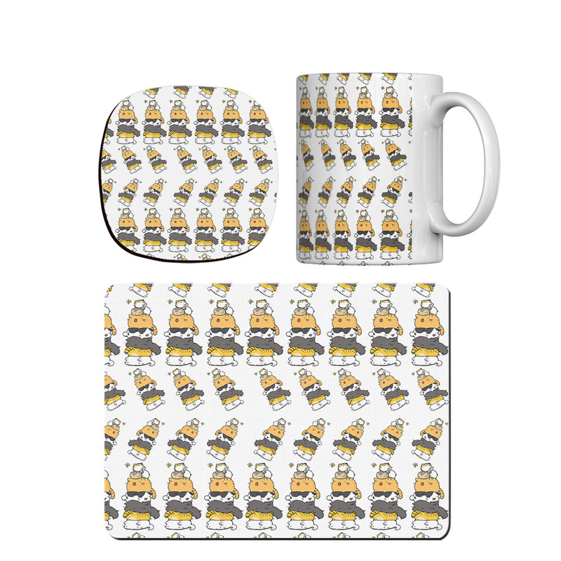 ماگ ترمه طراحان ایده مدل پترن گربه های خوابالو کد strm0193 همراه با زیر لیوانی و موس پد