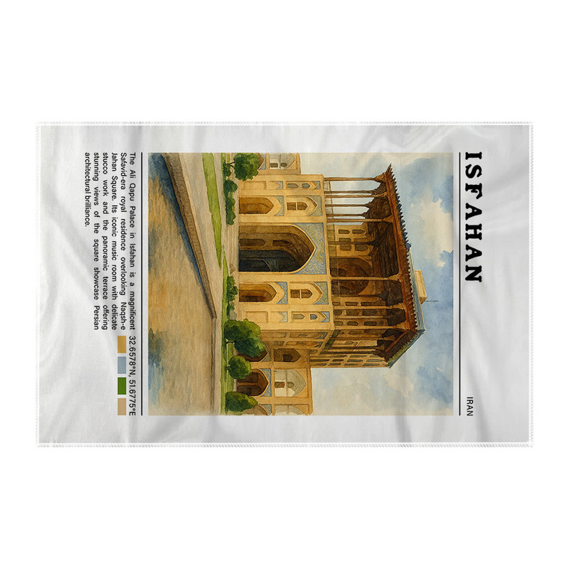 کاغذ کادو ترمه طراحان ایده مدل عمارت عالی قاپو اصفهان کد map0805 سایز 57x37 سانتی متر
