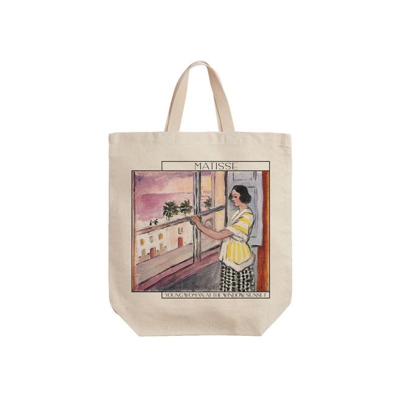 ساک خرید ترمه طراحان ایده مدل زن جوان پشت پنجره، غروب آفتاب از ماتیس کد art0703 - S