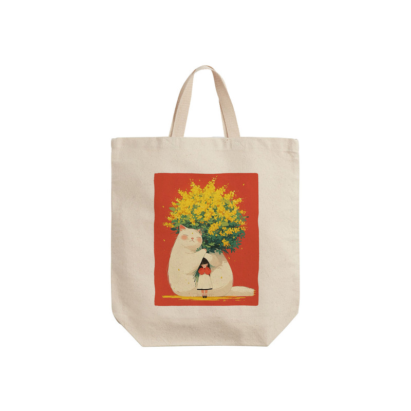 ساک خرید ترمه طراحان ایده مدل گربه و دختر کد strm1061 - S