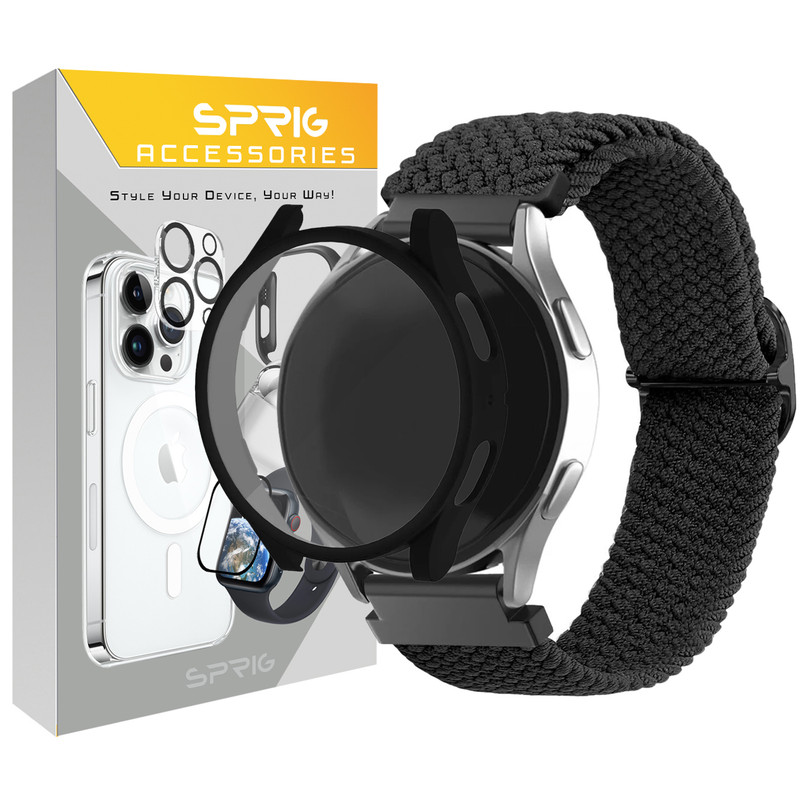 بند اسپریگ مدل Solo Braid Guard مناسب برای ساعت هوشمند سامسونگ Galaxy Watch 6 classic 47mm به همراه کاور