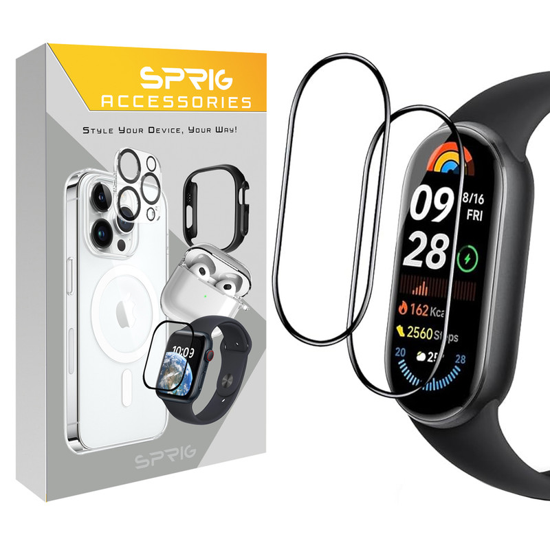 محافظ صفحه نمایش اسپریگ مدل Pmma-SPG مناسب برای ساعت هوشمند شیائومی Mi band 9 بسته دو عددی