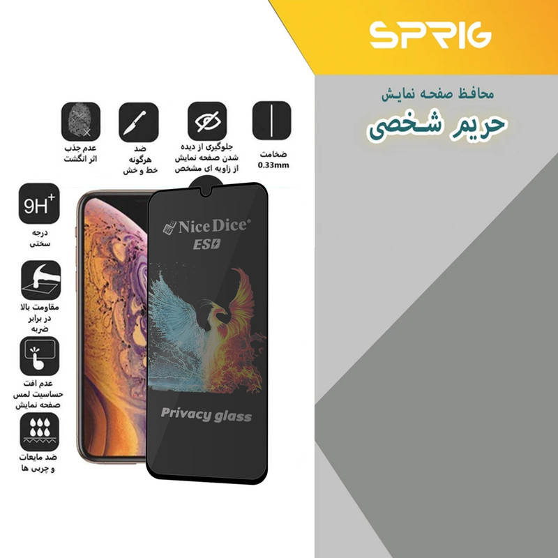 محافظ صفحه نمایش حریم شخصی اسپریگ مدل PRV_NICED مناسب برای گوشی موبایل سامسونگ Galaxy A02 بسته سه عددی