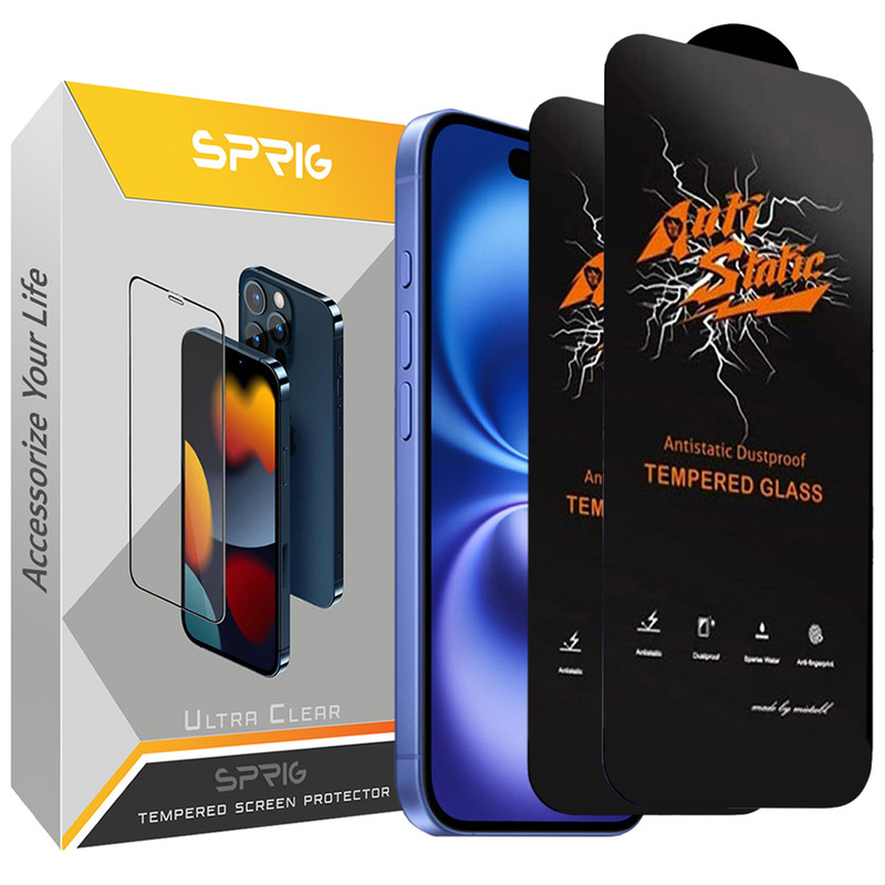 محافظ صفحه نمایش آنتی استاتیک اسپریگ مدل Antistatic_MTB_Glass مناسب برای گوشی موبایل اپل Iphone 13 Pro max بسته دو عددی