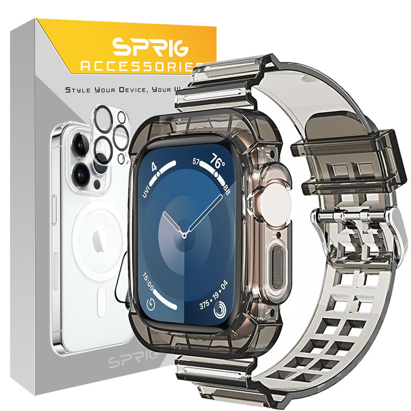 بند اسپریگ مدل Clear Shock مناسب برای اپل واچ Series 7 Aluminum 41mm / Series 8 Aluminum 41mm / Series 9 Aluminum 41mm
