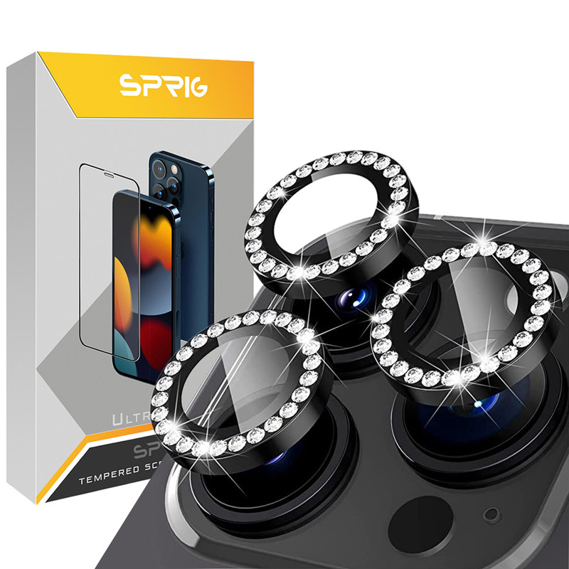 محافظ لنز دوربین اسپریگ مدل Ring metal Diamond مناسب برای گوشی موبایل اپل Iphone 12 Pro
