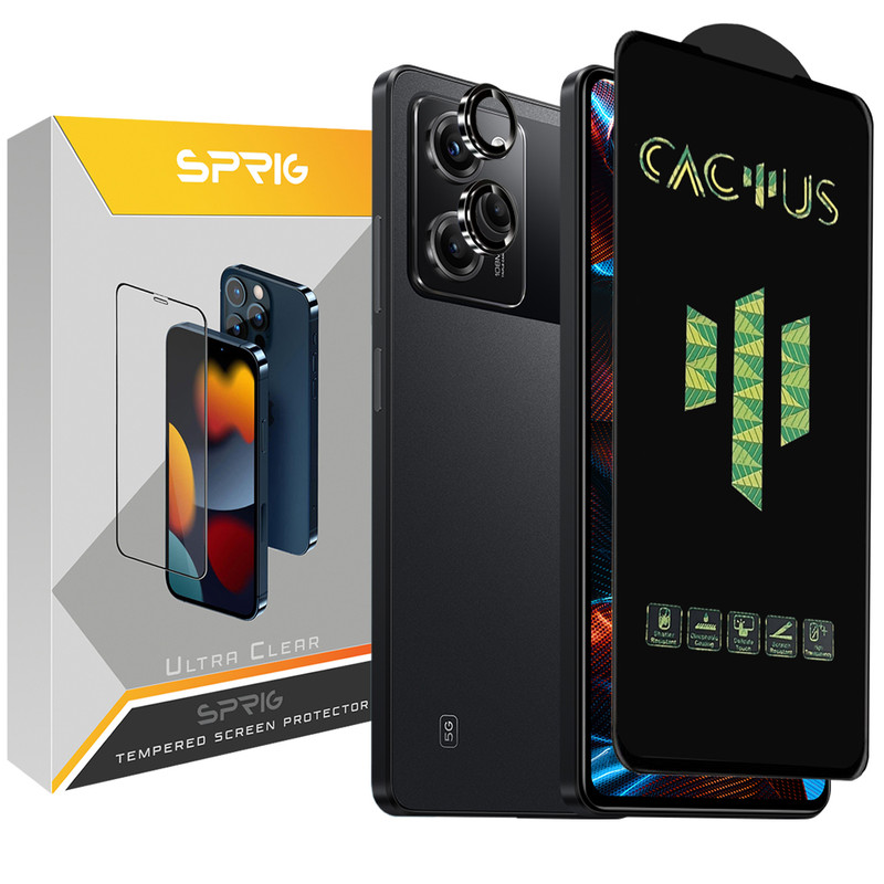 محافظ لنز دوربین اسپریگ مدل RingMetal-Cactus مناسب برای گوشی موبایل شیائومی Poco X5 Pro 5G به همراه محافظ صفحه نمایش