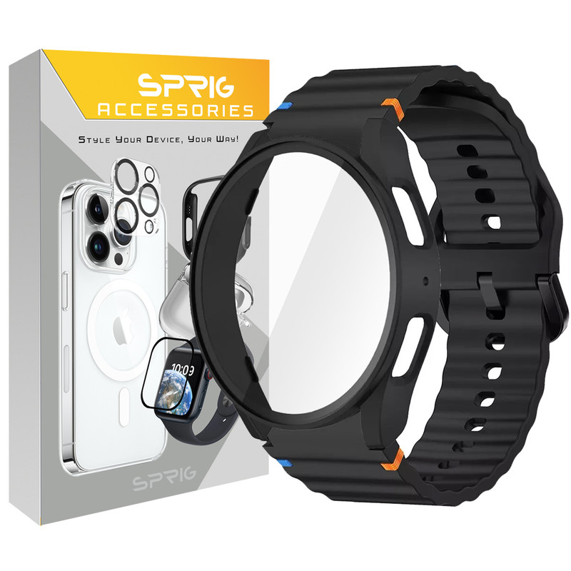 بند اسپریگ مدل Silic NewV-Guard مناسب برای ساعت هوشمند سامسونگ Galaxy Watch 6 40mm به همراه کاور