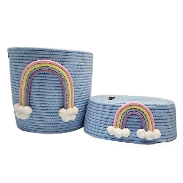 ست سطل و جادستمال کاغذی اتاق کودک لالیپاپ مدل رنگین‌کمان مجموعه ۲ عددی