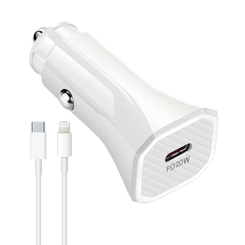 شارژر فندکی مدل A2347 20W PD به همراه کابل لایتنینگ