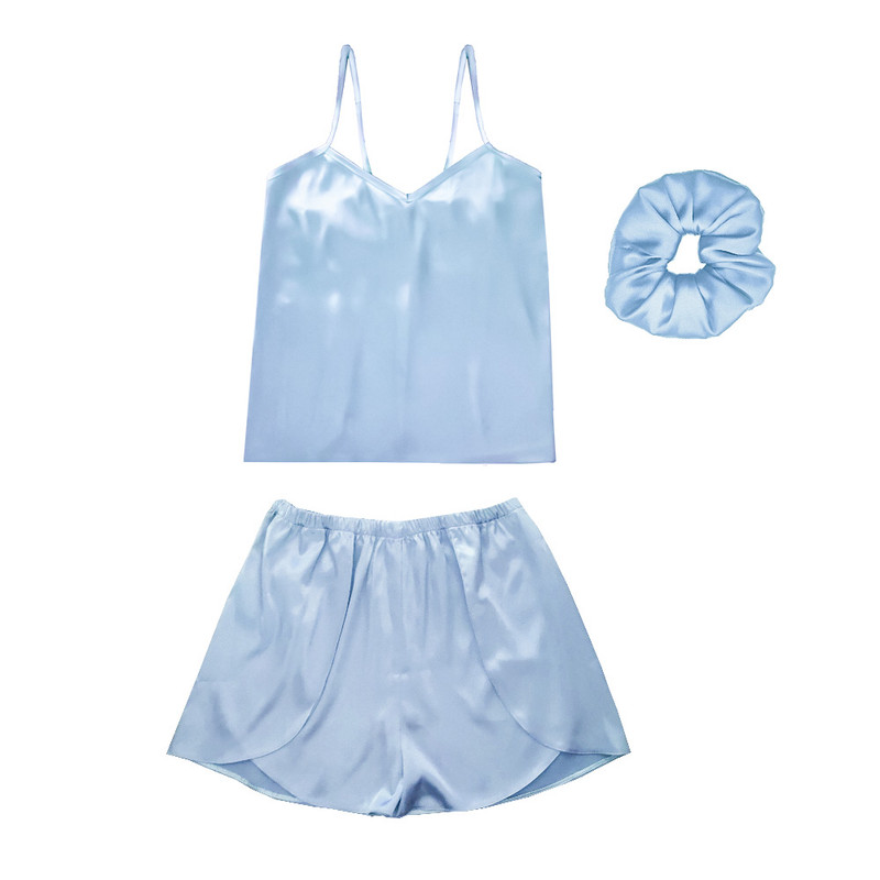 لباس خواب زنانه آنی لوکس مدل سلین ساتن ابریشم کد 66805L به همراه اسکرانچی مو