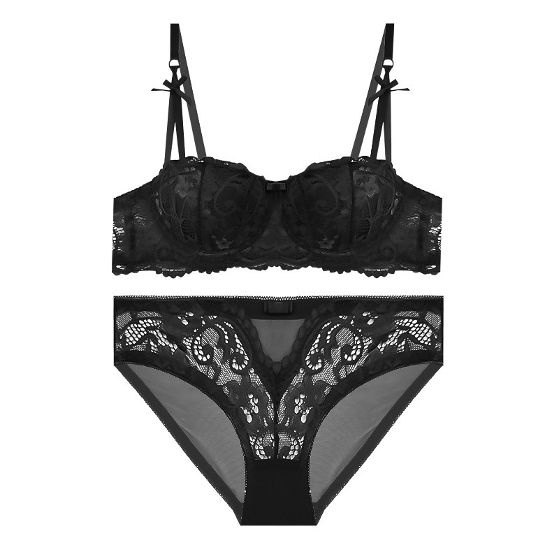 ست شورت و سوتین زنانه آنی لوکس مدل دکلته گیپور فنردار کد 26263s