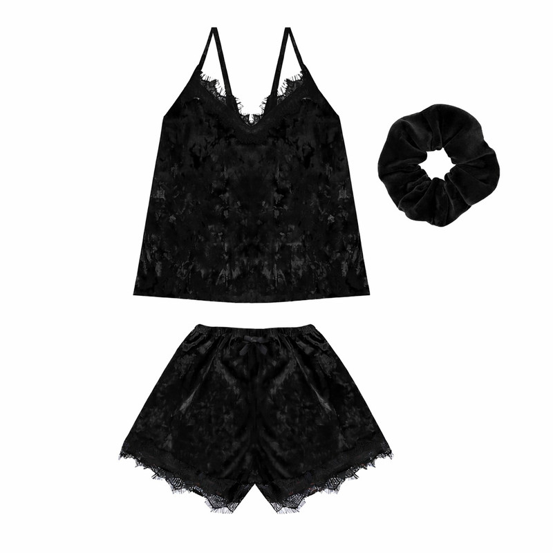 لباس خواب زنانه آنی لوکس مدل آیدا مخمل کد 66301L به همراه کش مو