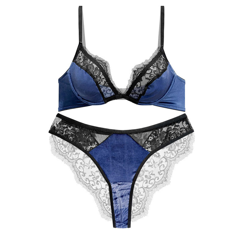 ست شورت و سوتین زنانه آنی لوکس مدل مخمل گیپور مژه ای کد 85004NP