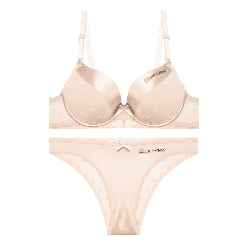 ست شورت و سوتین زنانه آنی لوکس مدل نیم جک فنردار ساتن و تور طرح قلب کد 862391ST