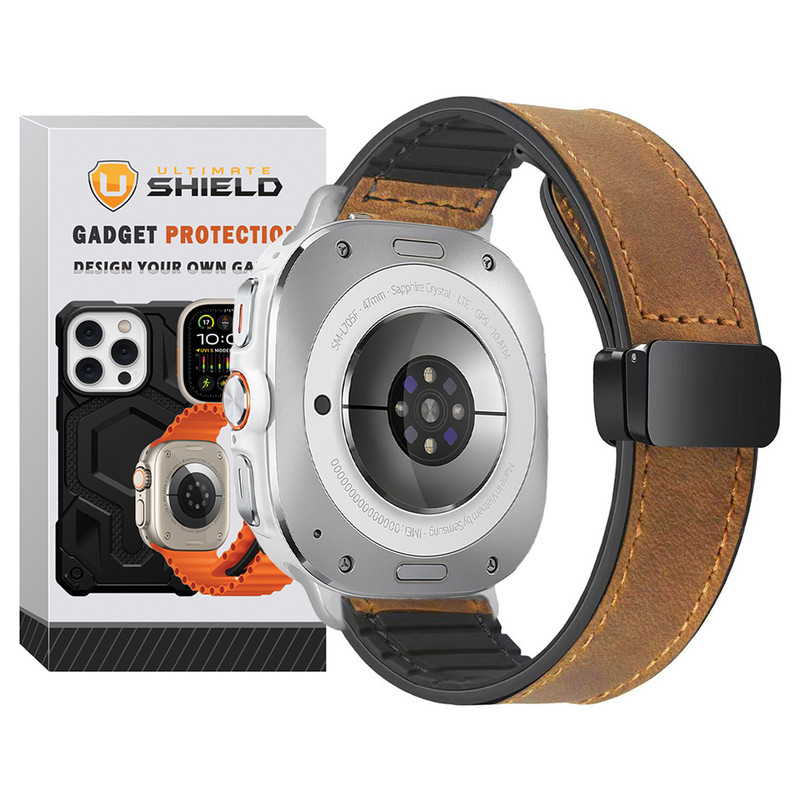 بند آلتیمیت شیلد مدل Smooth Leather Mag NV8 SL مناسب برای ساعت هوشمند سامسونگ Galaxy Watch 8 Classic 46mm