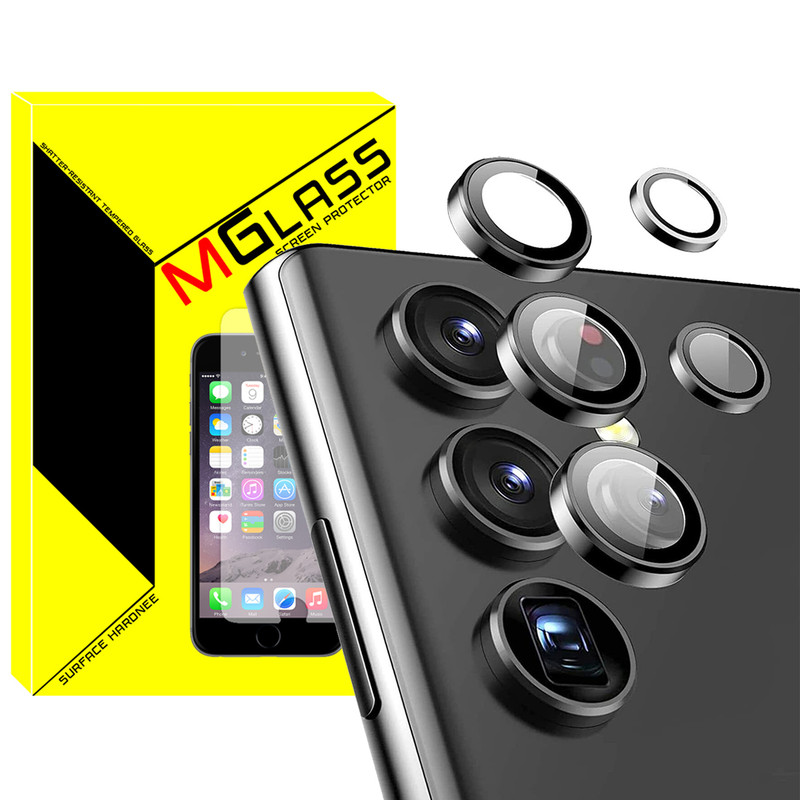 محافظ لنز دوربین ام‌گلس مدل Ring Metal مناسب برای گوشی موبایل سامسونگ Galaxy S22 Ultra