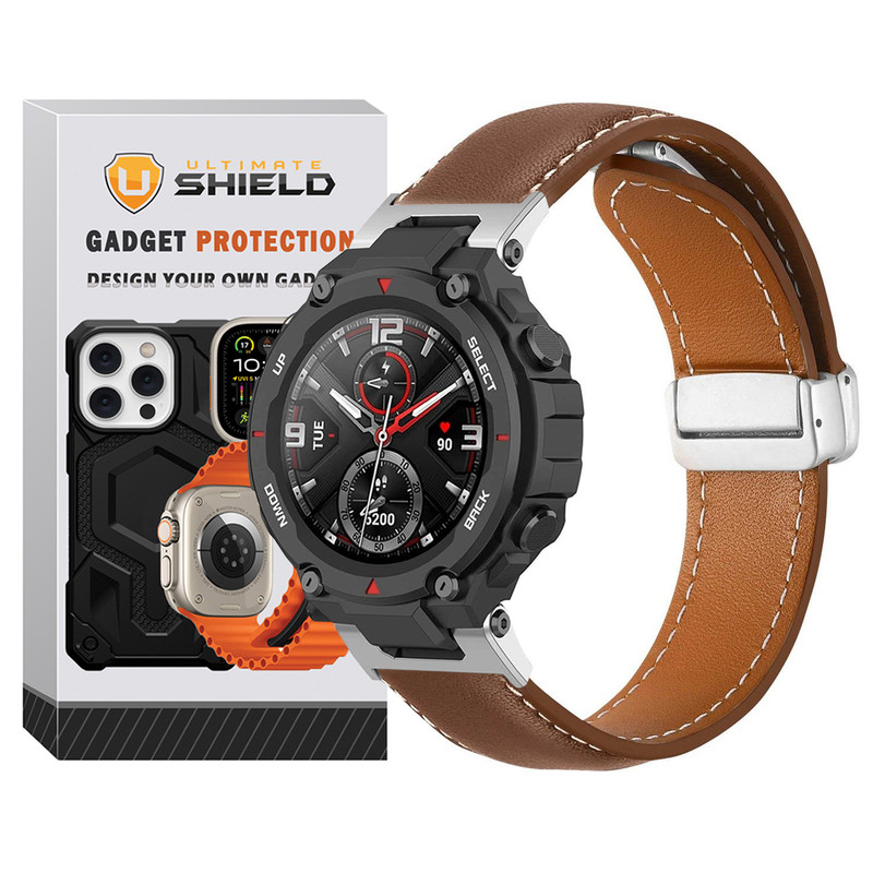 بند آلتیمیت شیلد مدل MAG Leather TXP SL مناسب برای ساعت هوشمند امیزفیت Trex / Trex pro (47mm)