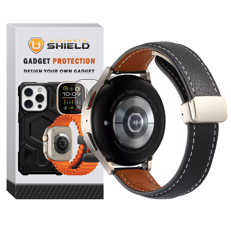 بند آلتیمیت شیلد مدل MAG Leather UL TW مناسب برای ساعت هوشمند سامسونگ Galaxy Gear S3 Frontier SM-R760 / Neo R381 / Live 382