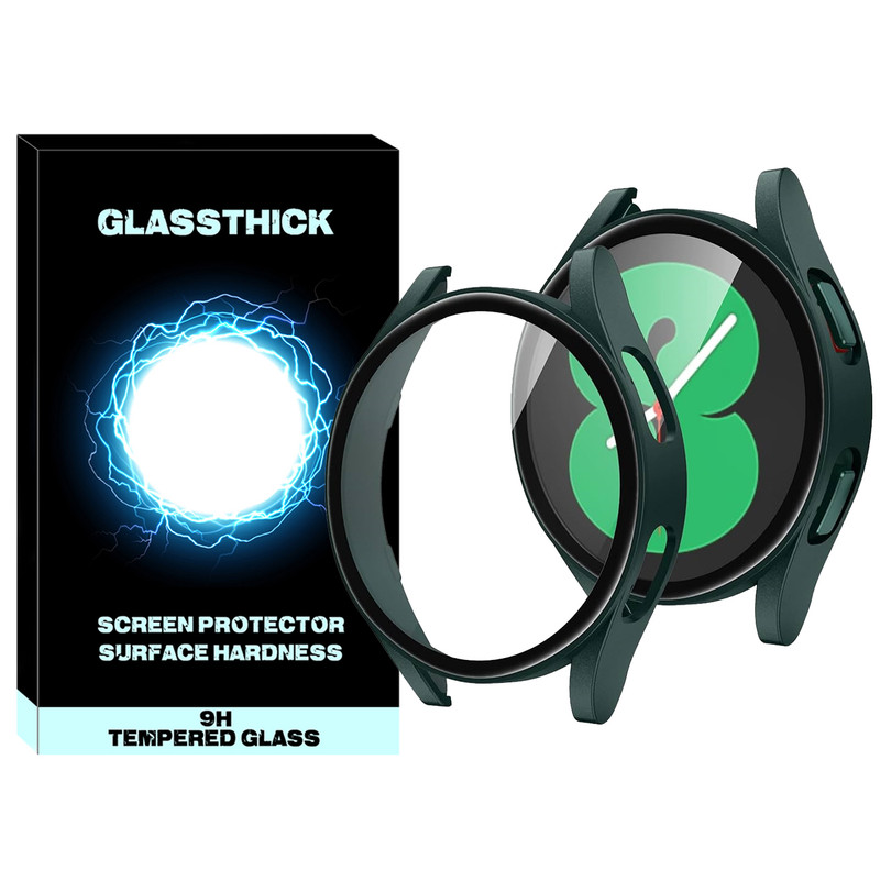 کاور گلستیک مدل PC-Bumper-GL مناسب برای ساعت هوشمند سامسونگ Galaxy Watch 4 44mm به همراه محافظ صفحه نمایش