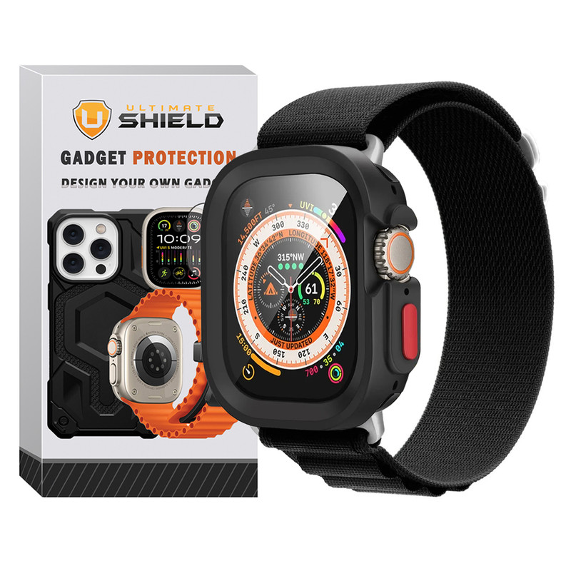 بند آلتیمیت شیلد مدل Alpine Defender مناسب برای ساعت هوشمند هاینو تکو T1000 ULTRA / T3000 / T900 ULTRA / T900 ULTRA 2 به همراه کاور