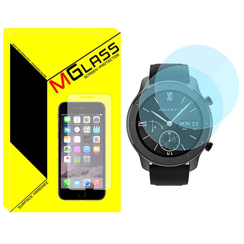 محافظ صفحه نمایش شیشه‌ای ام‌گلس مدل Glass-MG مناسب برای ساعت هوشمند امیزفیت GTR 47mm بسته دو عددی