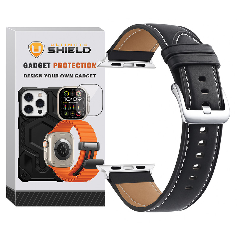 بند آلتیمیت شیلد مدل Leather SM SL مناسب برای اپل واچ 45 میلی متری سری 7/8/9