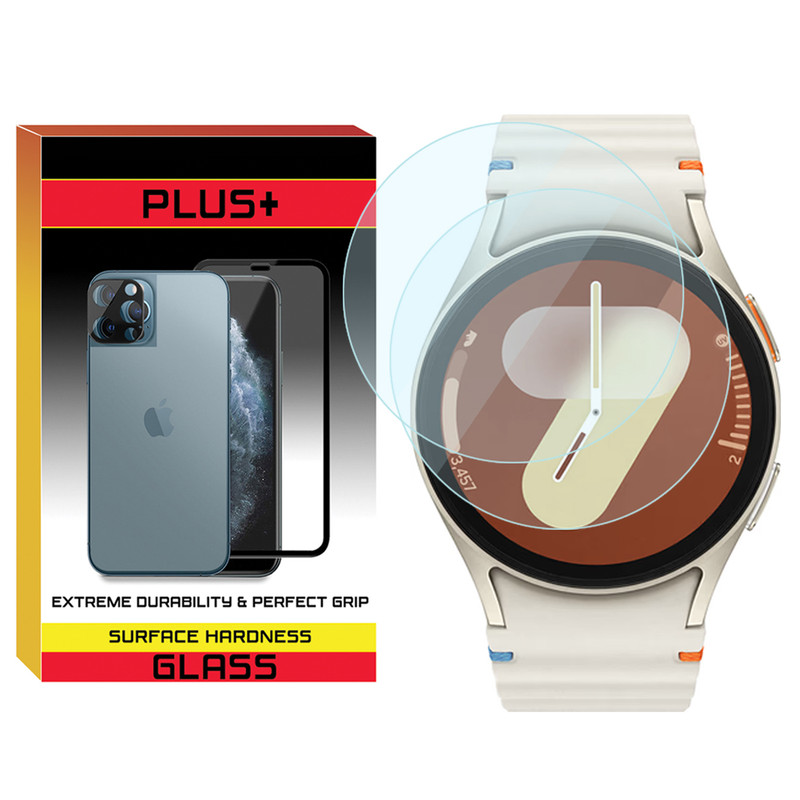 محافظ صفحه نمایش شیشه‌ای پلاس مدل Glass-PL مناسب برای ساعت هوشمند سامسونگ Galaxy Watch 7 44mm بسته دو عددی