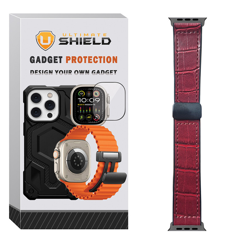 بند آلتیمیت شیلد مدل BB Leather Mag مناسب برای اپل واچ سری 10 سایز 46 میلی متری