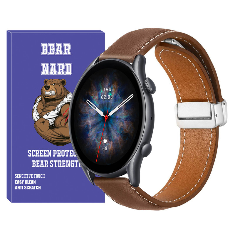 بند برنارد مدل Mag Leather BR مناسب برای ساعت هوشمند امیزفیت سری GTS / GTS 2e / GTS 2 / GTS 2 Mini / GTS 3 / GTS 4 / GTS 4 Mini / GTR Mini سایز 20mm
