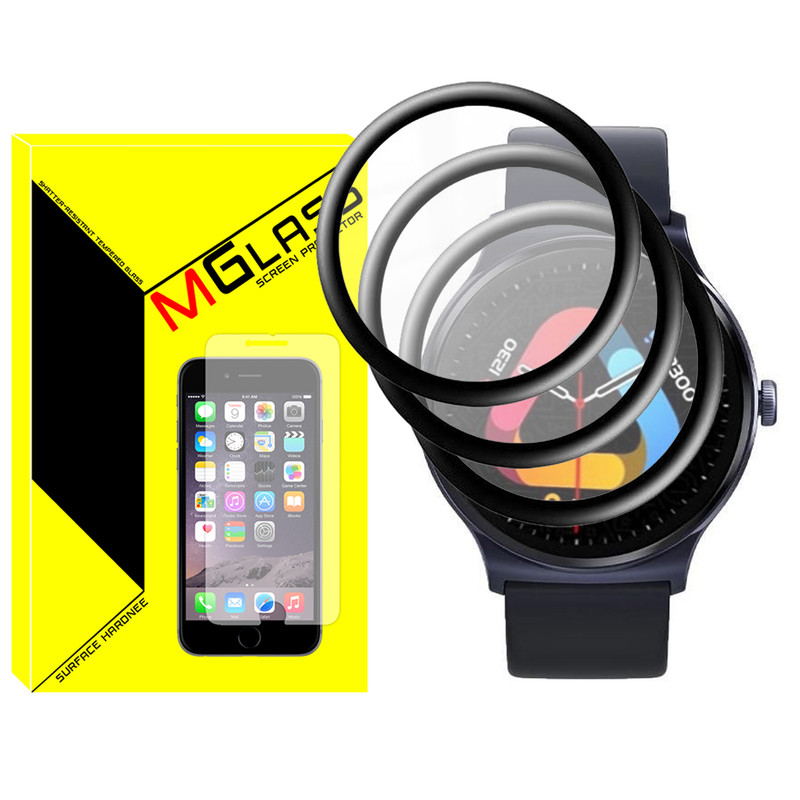 محافظ صفحه نمایش نانو ام‌گلس مدل GLS-Pmma مناسب برای ساعت هوشمند کیو‌ سی‌ وای GT 46mm بسته سه عددی